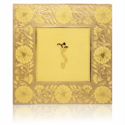 Yellow Floral Padded Invitation Card-Knps6503g
