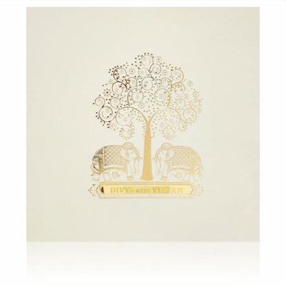 Tender grey elephant with tree scodix invitation card-King of Cards