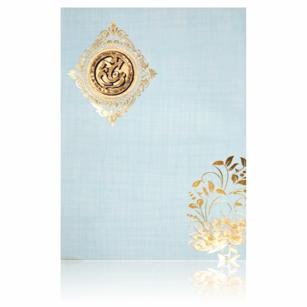 Light Blue Padded Invitation With Gold Foiling Print-KNPS9511B