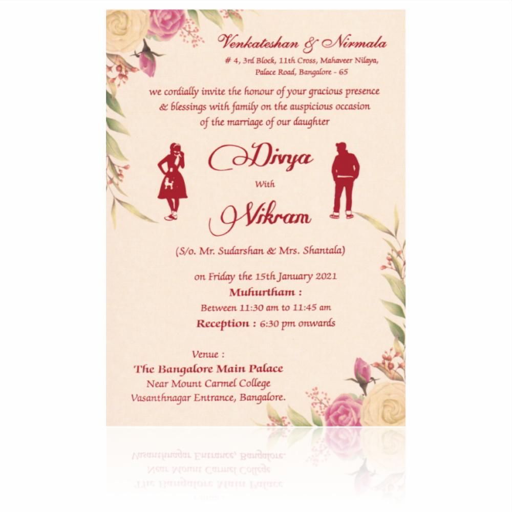 Pink floral single sheet invitation card-KNS051ND