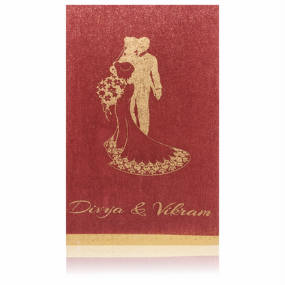 Classy Dark Red Single Sheet Wedding Invitation Card-King of Cards