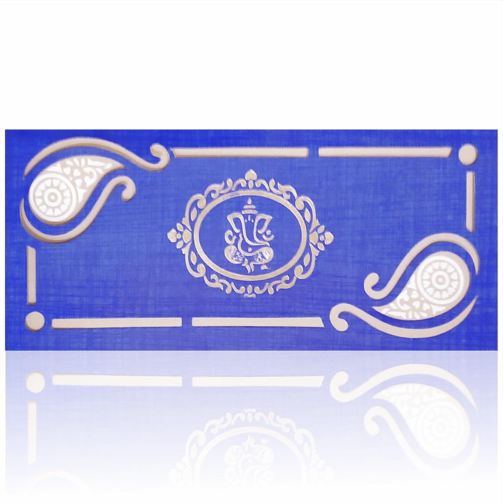 Blue Ganesha Card With Gold Foiling-KNSPC315