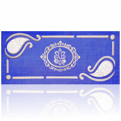 Blue Ganesha Card With Gold Foiling-KNSPC315
