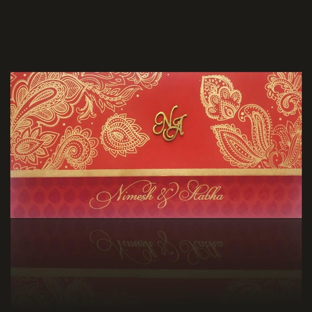 Gold Embossed Royal Wedding Mandap Invitation Card-KPR06510
