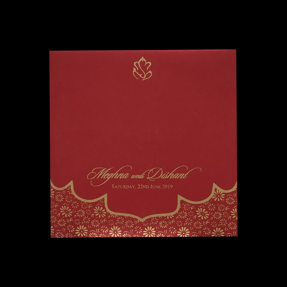 White Gold Foil Embossed Floral Wedding Invitation Card-KPR06610