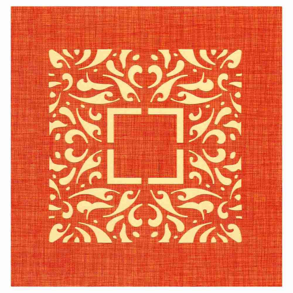 Dashing Orange Shading With Laser Cut Blossom Design Wedding Card - KRM06040
