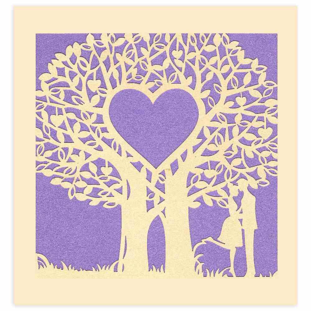 Sentimental theme with laser cut violet color wedding card Invitation Card - KRM06240