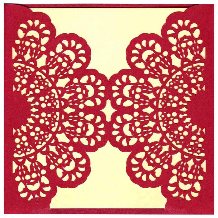 Unique Door Type Opening With Red Shading Laser Cut Wedding Card - KRM06310-King of Cards