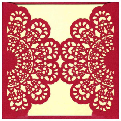 Unique Door Type Opening With Red Shading Laser Cut Wedding Card - KRM06310-King of Cards