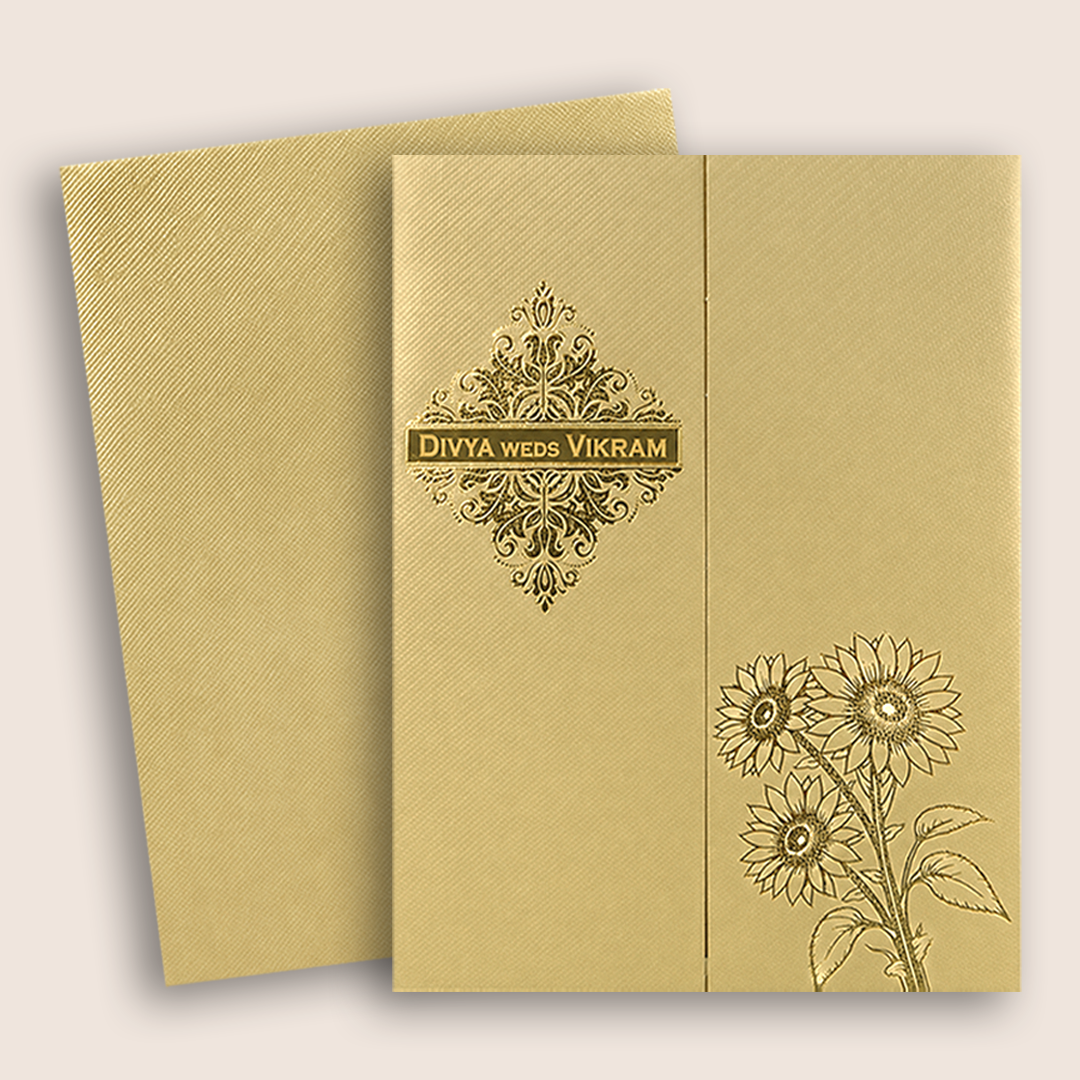 Ivory Floral Door Style Wedding Card - KNKTG048