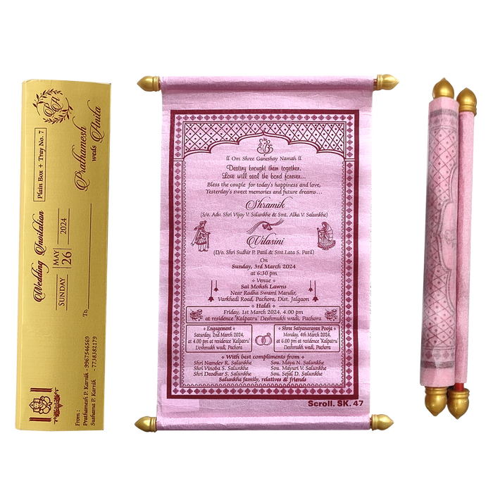 Pastel Pink Scroll Card-King of Cards