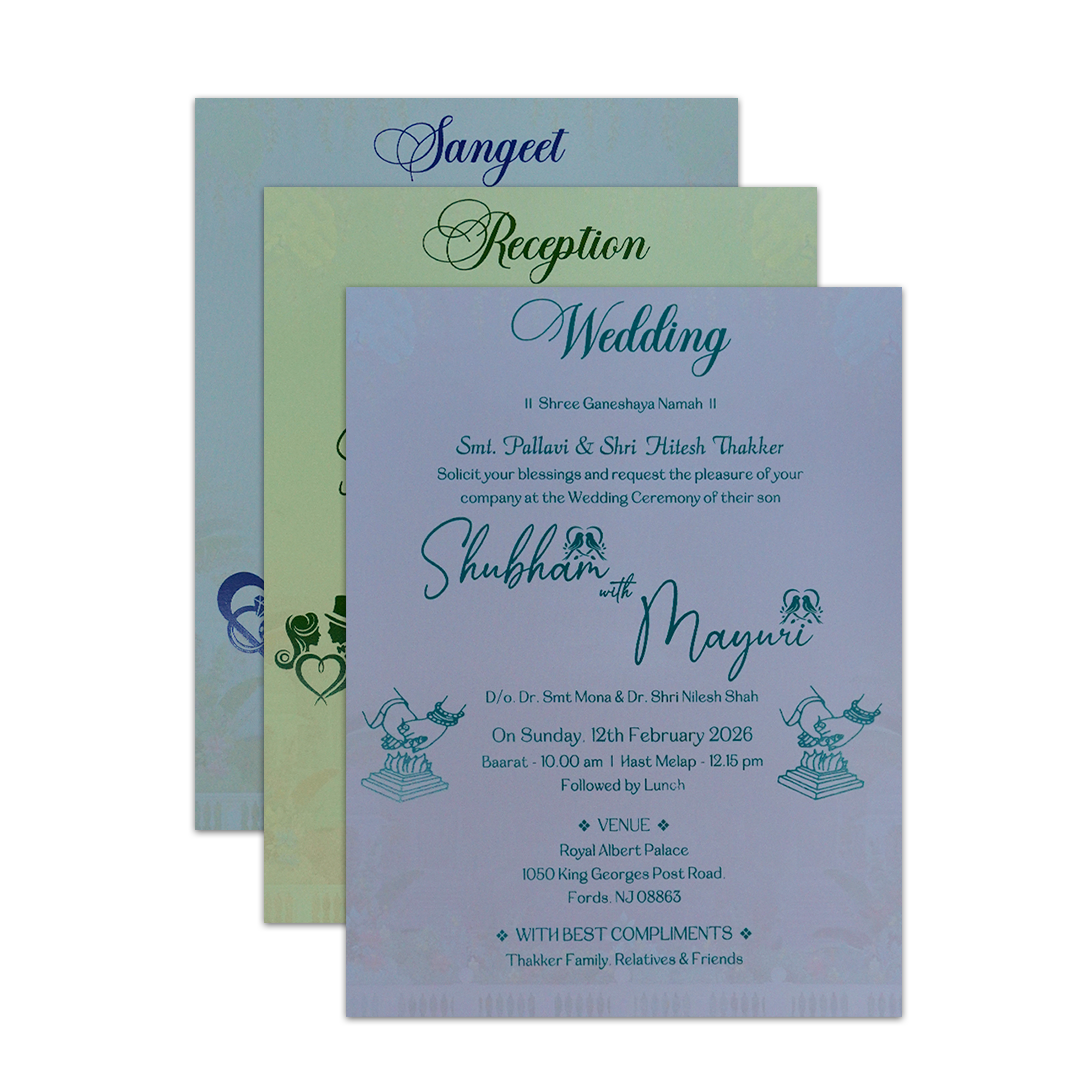 Buy Blue Royal Couple Padded Wedding Card