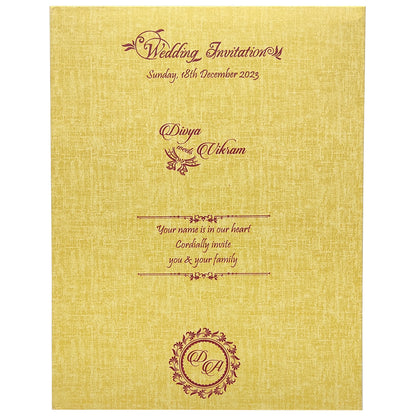 Brown Gold Padded Hindu Wedding Card With Baraat Image-KNPP8509N