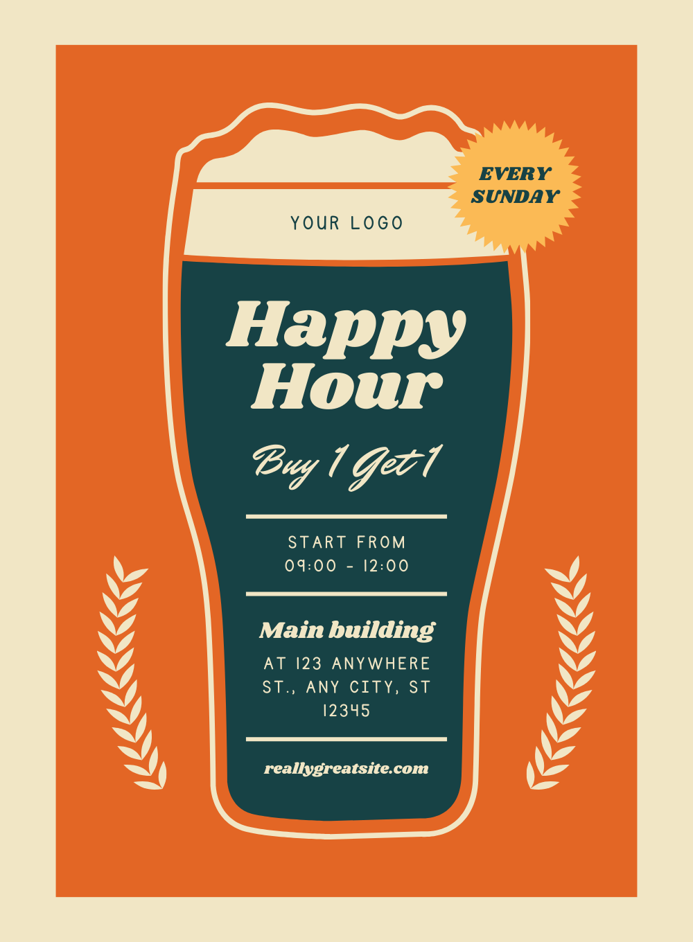 Orange Pitcher Happy Hour Invitation-AAHPP001