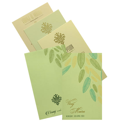 Pastel Green Leaf Design Invitation Card-King of Cards