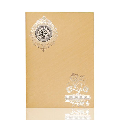 Gold Metallic Floral Designer Invitation Card-KNM2102G-King of Cards