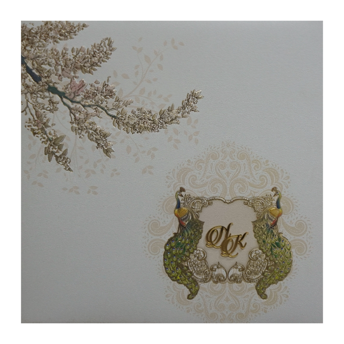 Cream Padded Box Invitation Card-King of Cards