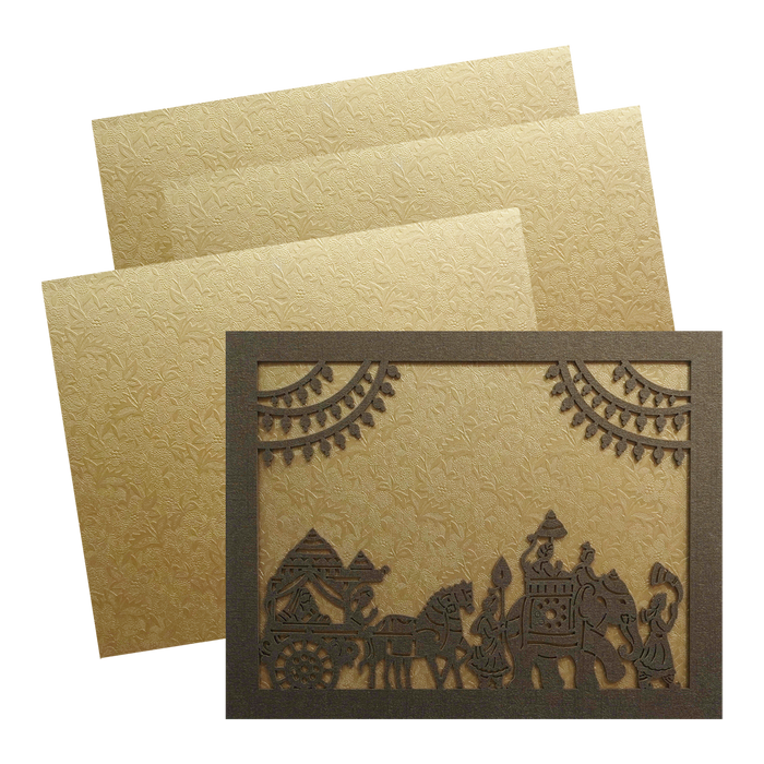 Golden Lazer Cut MDF Invitation Card-King of Cards