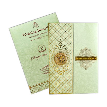 Classic Green Gatefold Wedding Card-KNKR040N