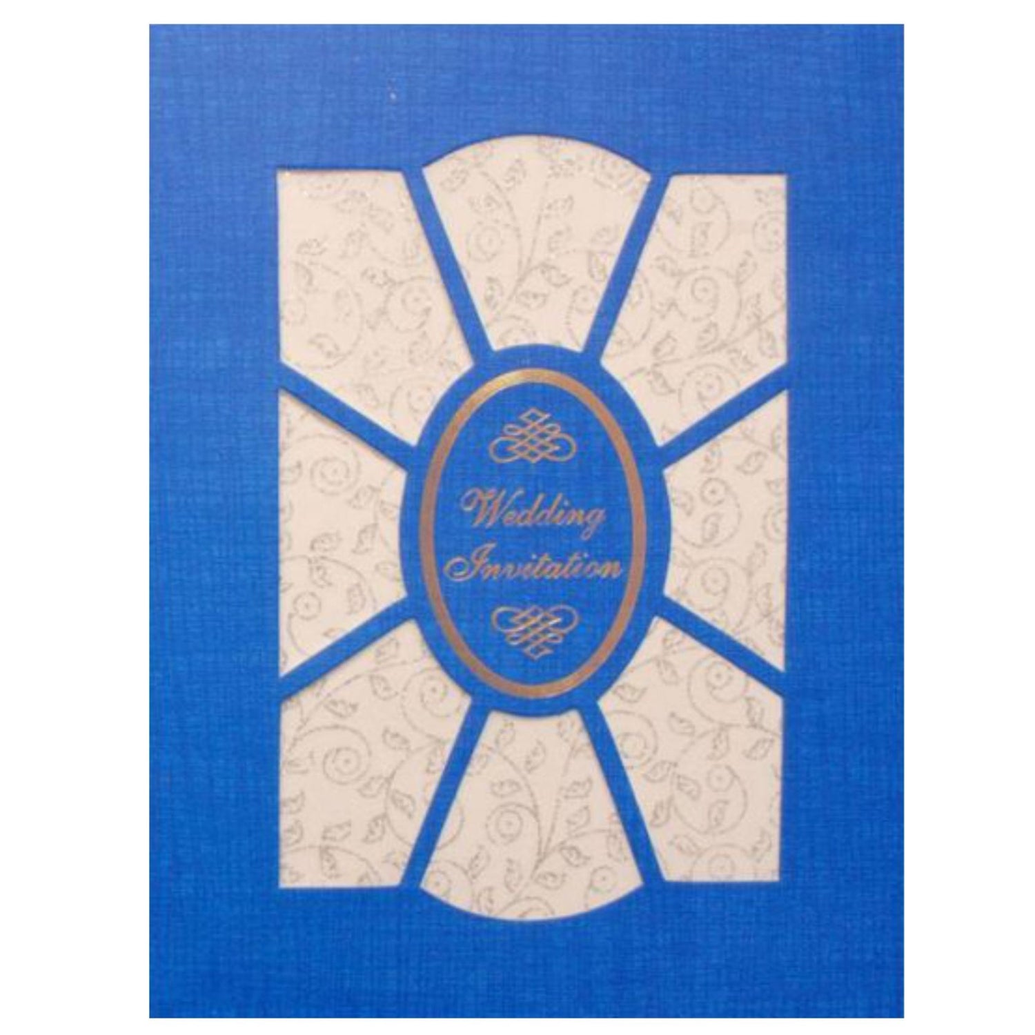 Blue Die Cut Invitation With White Wolly-KNK50102