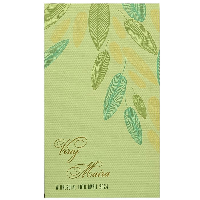 Pastel Green Leaf Design Invitation Card-King of Cards