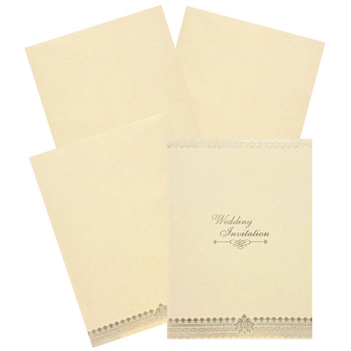 Gold Metallic Wedding Invitation Card With Gold Foiling Lace-KNCM13GI-King of Cards