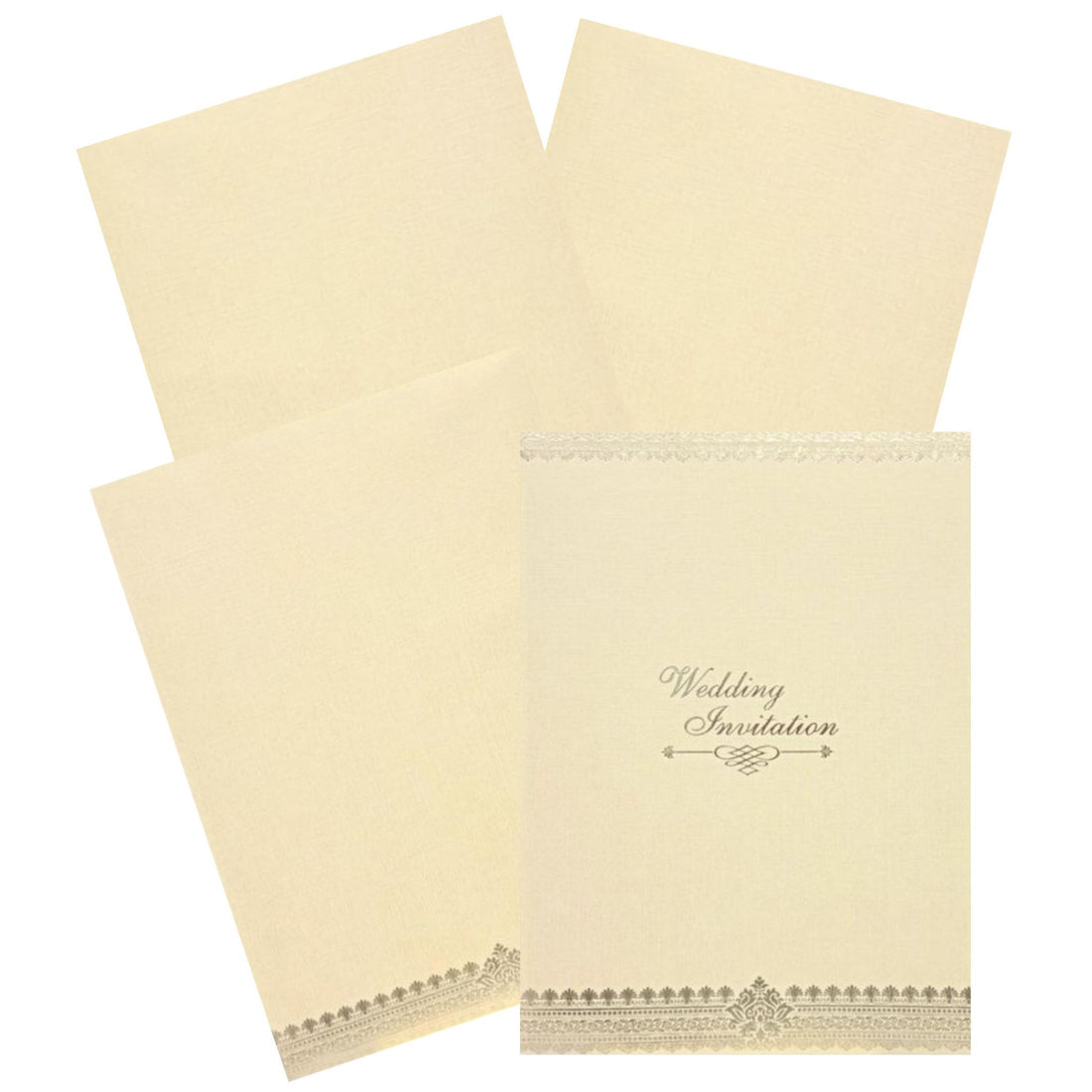 Gold Metallic Wedding Invitation Card With Gold Foiling Lace-KNCM13GI-King of Cards