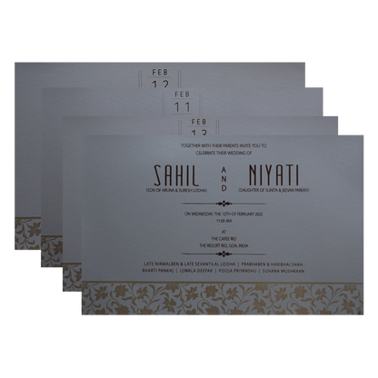 Grey Floral Marriage Invitation-King of Cards