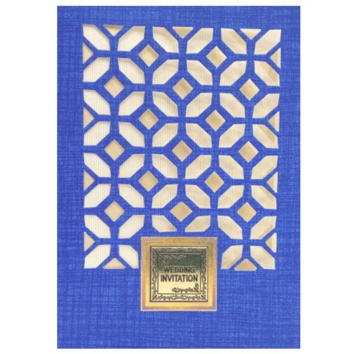Bright Blue Shading With Cut Design Bag Type Wedding Card-King of Cards