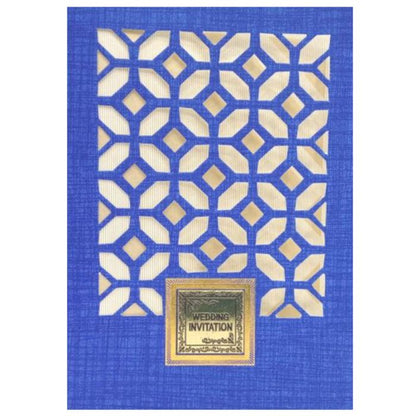 Bright Blue Shading With Cut Design Bag Type Wedding Card-King of Cards