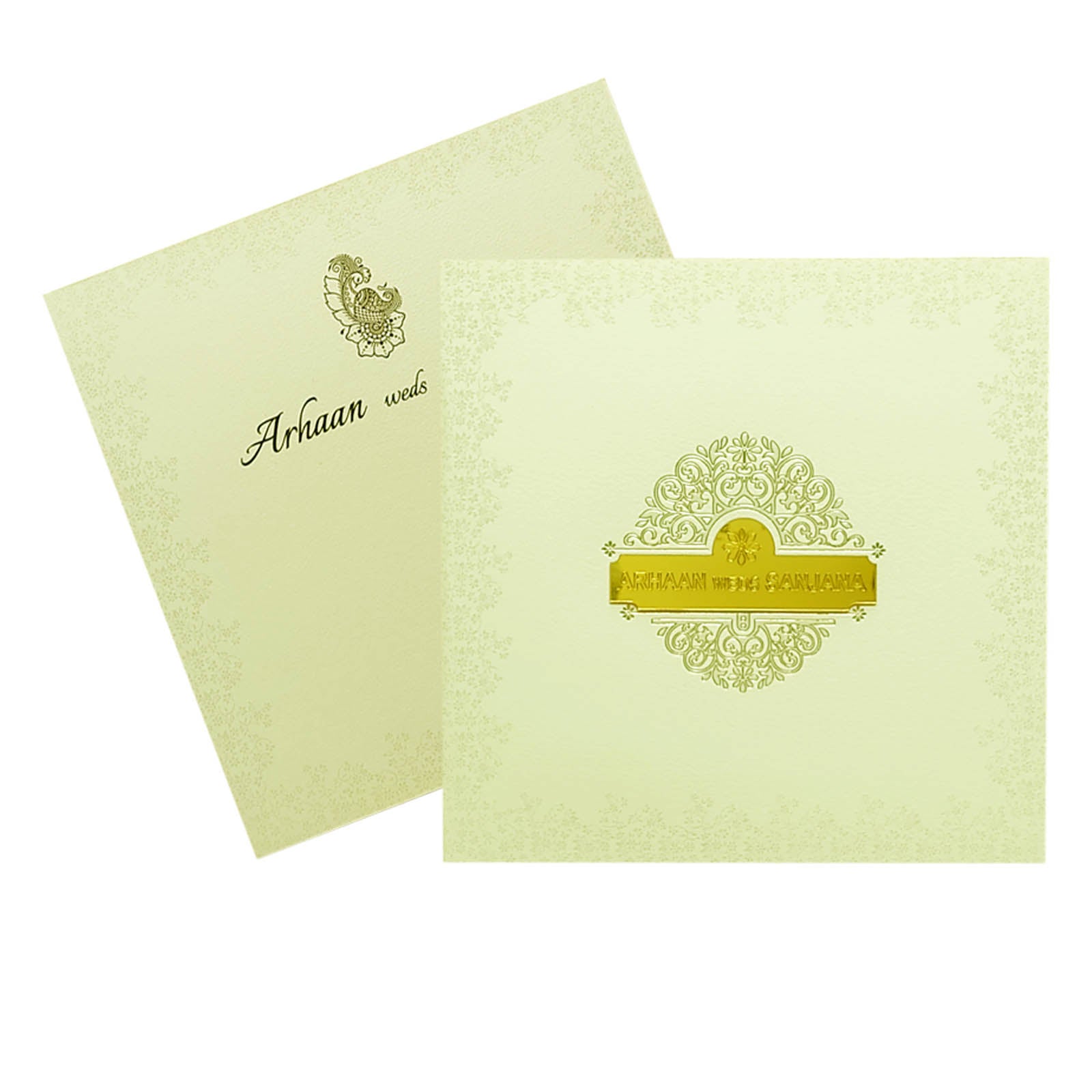 White Padded Nameplate Invitation Card-KRC29072