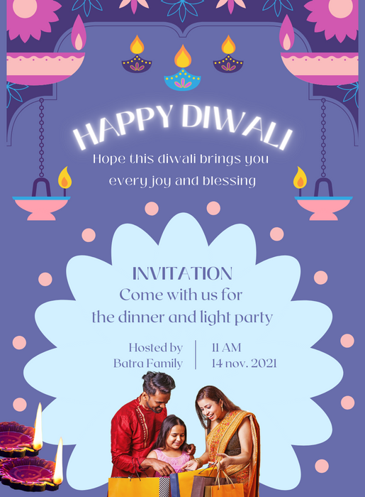 Blue Elegant Diwali Invitation-AADIW005