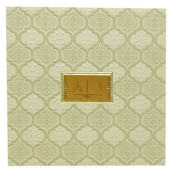 Grey Embossed Design Padded Invitation Card-King of Cards