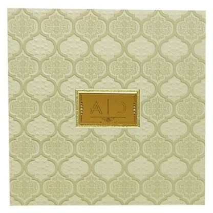 Grey Embossed Design Padded Invitation Card-King of Cards