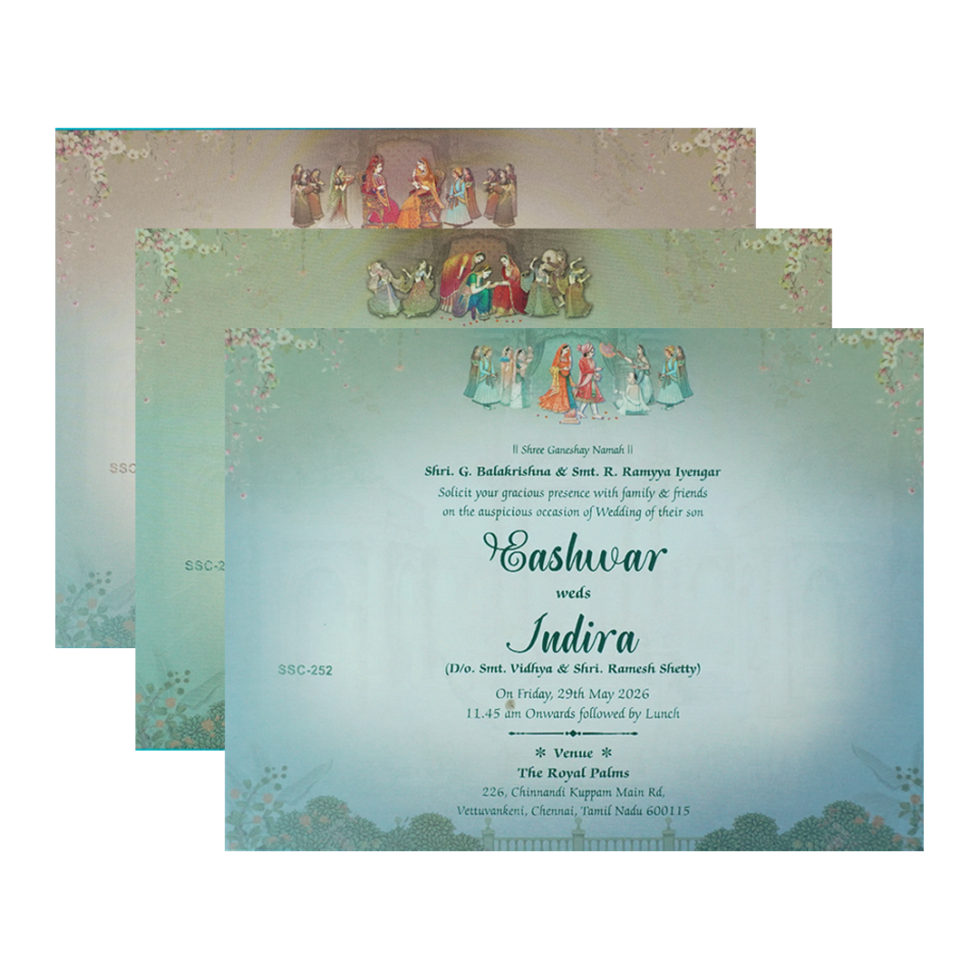 Royal Procession Elephant Padded Wedding Card-KSSC2520