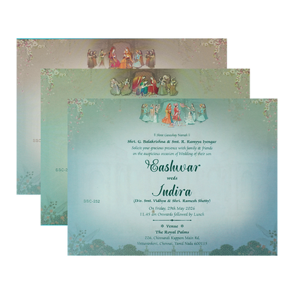Royal Procession Elephant Padded Wedding Card-KSSC2520
