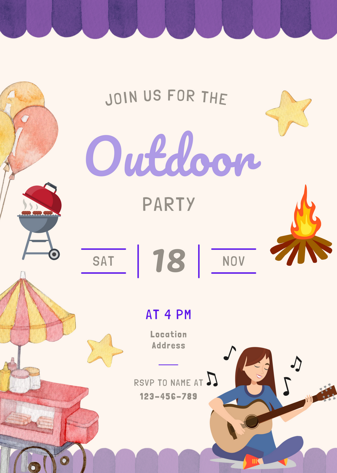 Cream Glow Outdoor Fun Invitation-AAOUT002