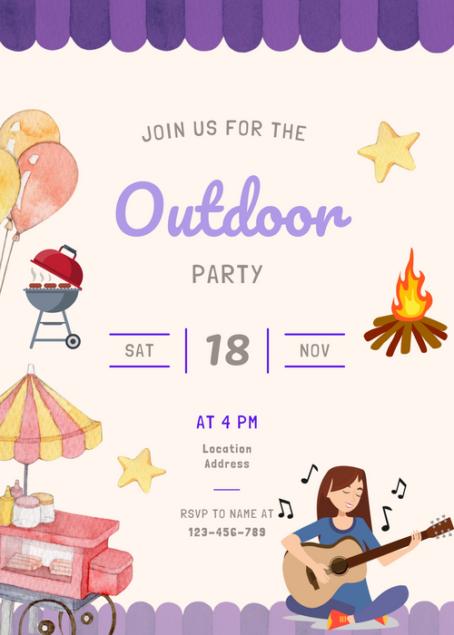 Cream Glow Outdoor Fun Invitation-AAOUT002