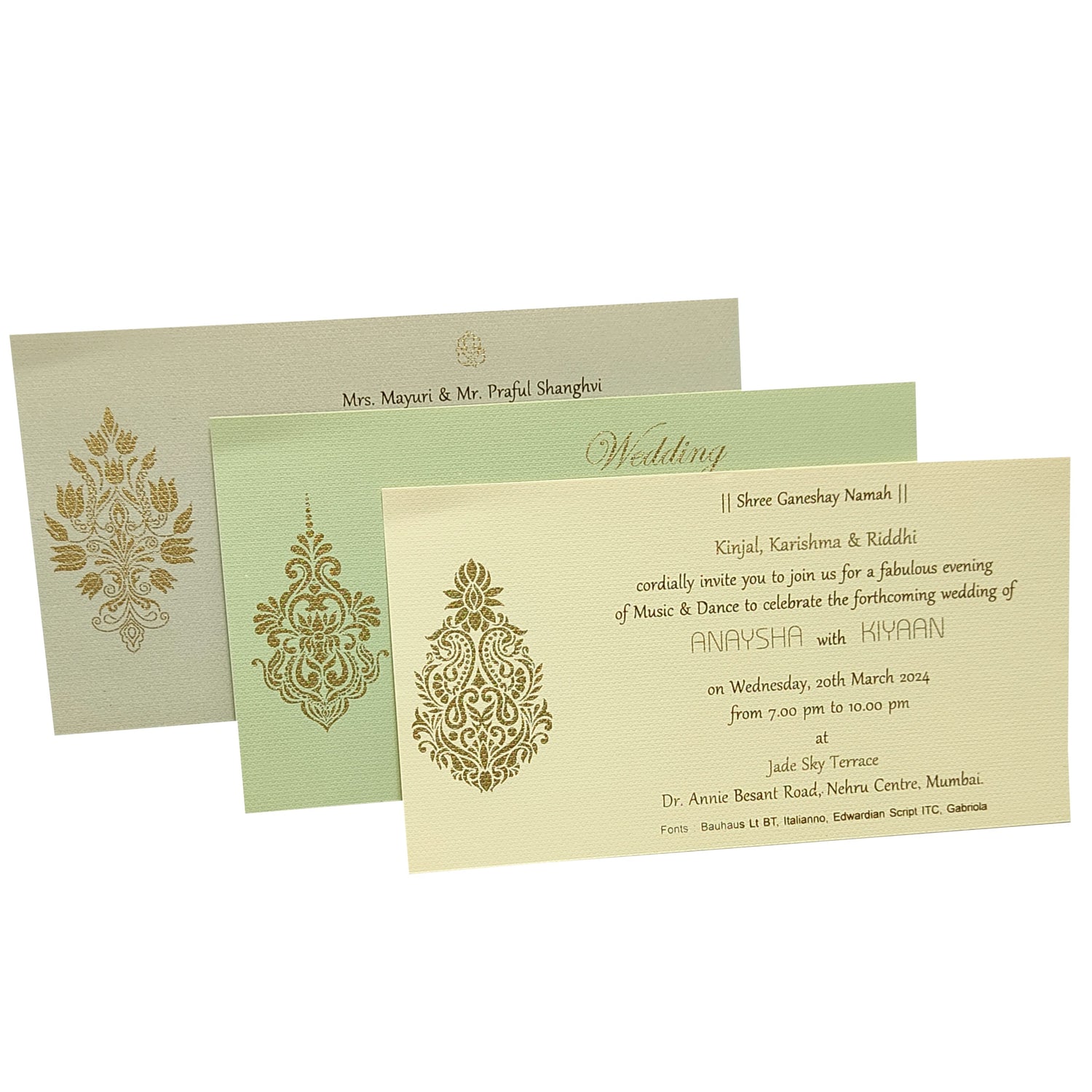 Grey Floral Padded Invitation Card-KRC29151