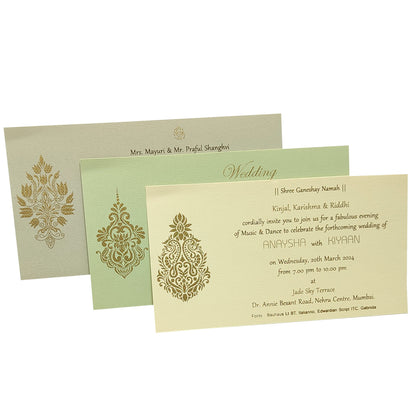 Grey Floral Padded Invitation Card-KRC29151