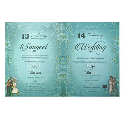 Green Bride And Groom Wedding Card-KNKJ1105-King of Cards