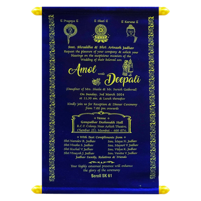 Dark Blue Velvet Scroll Card-King of Cards