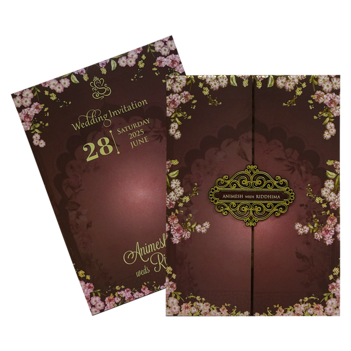 Deep Brown Padded Invitation-King of Cards