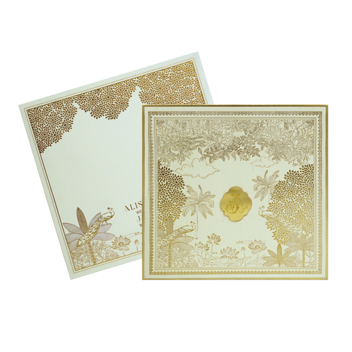 Cream Gold Foiled Wedding Card Design-King of Cards