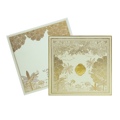 Cream Gold Foiled Wedding Card Design-King of Cards