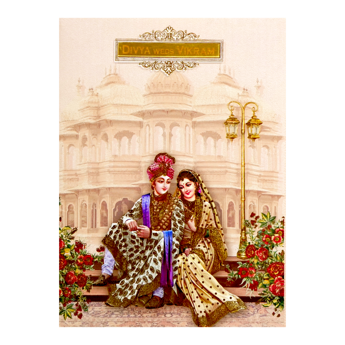 Pink Royal Floral Nameplate Wedding Card-King of Cards