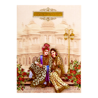 Pink Royal Floral Nameplate Wedding Card-King of Cards