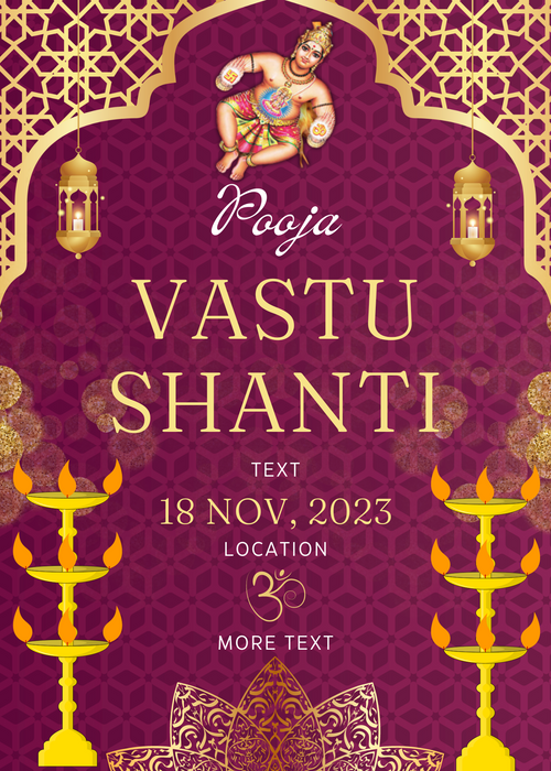 Grape Color Floral Vaastu Shanti Invitation-AAVSI004