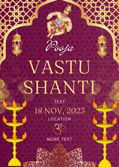 Grape Color Floral Vaastu Shanti Invitation-AAVSI004