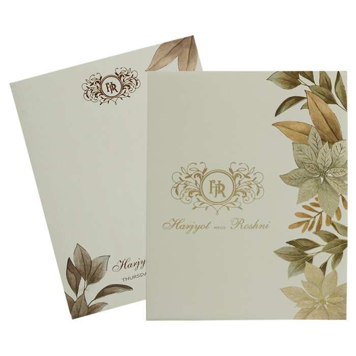 Cream Floral Padded Invitation Card-King of Cards